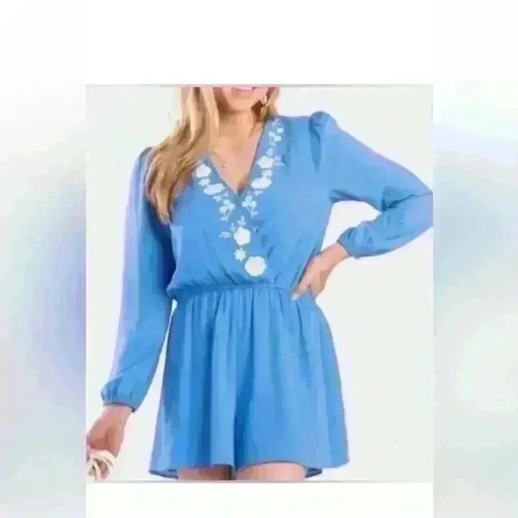 MI AMI BY FRANCESCA BLUE FLORAL CASUAL SPRING SUMMER BEACH RESORT ROMPER SZ M - Picture 10 of 10